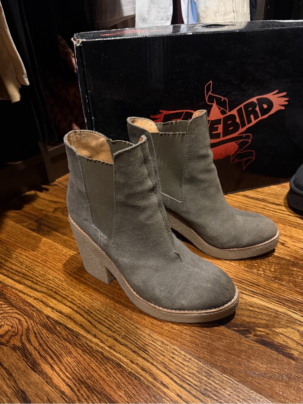 Green Suede Women's Ankle Booties -